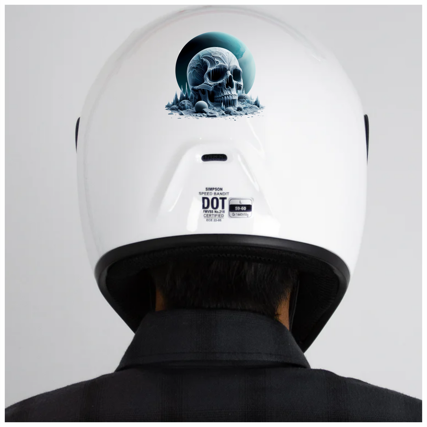 Skull Ice Planet Moon Blue Vinyl Sticker Decal
