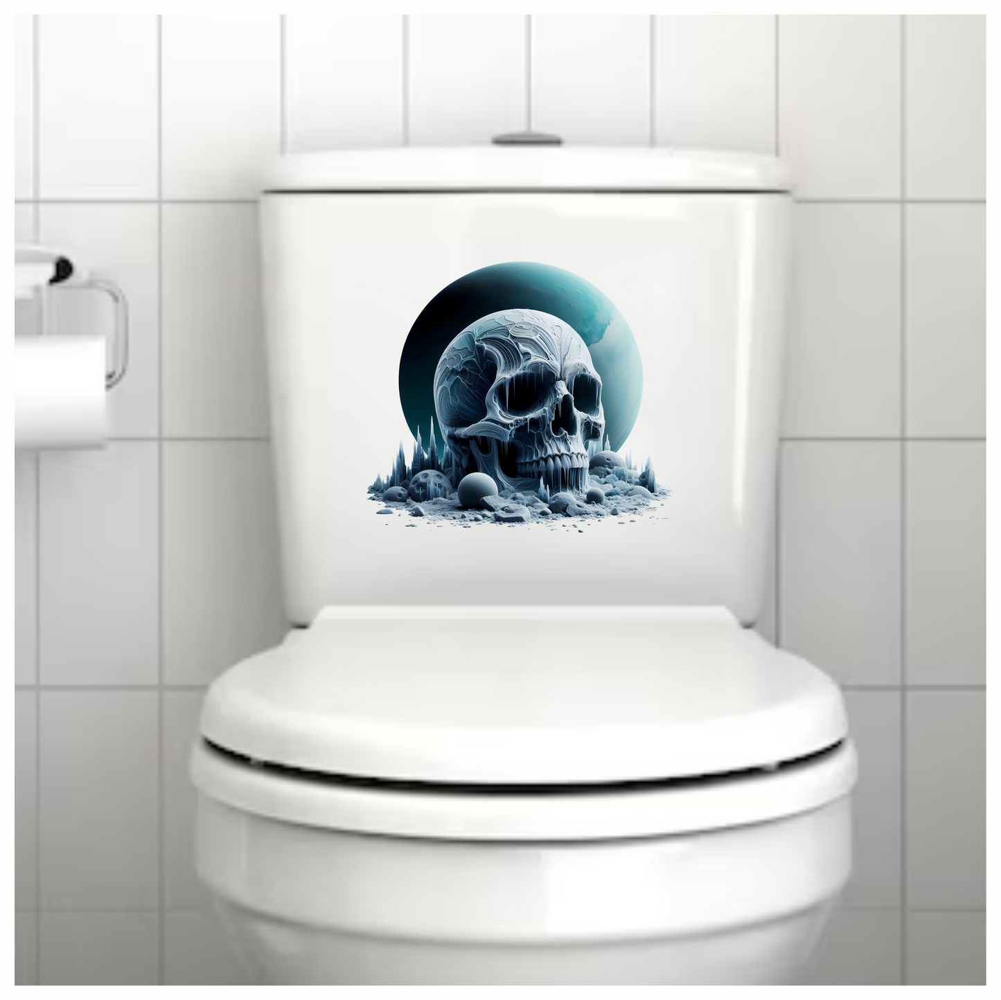 Skull Ice Planet Moon Blue Vinyl Sticker Decal