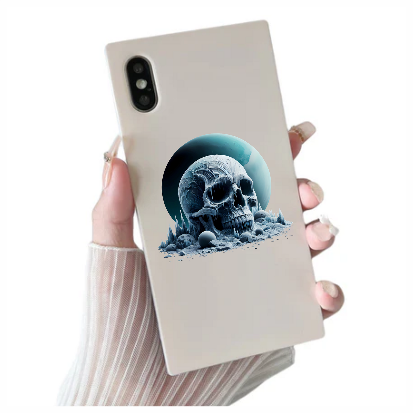 Skull Ice Planet Moon Blue Vinyl Sticker Decal