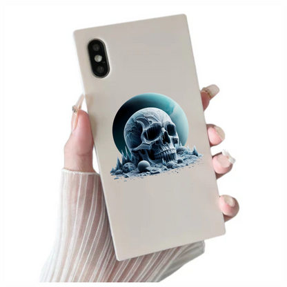 Skull Ice Planet Moon Blue Vinyl Sticker Decal