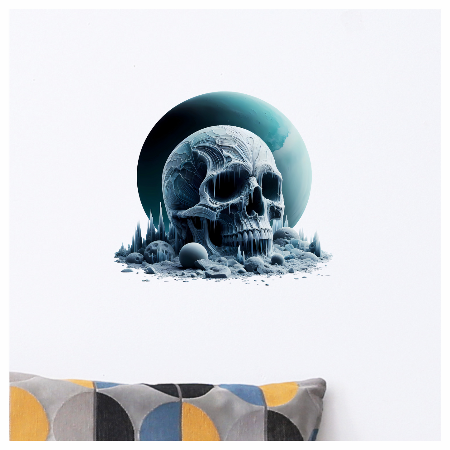 Skull Ice Planet Moon Blue Vinyl Sticker Decal