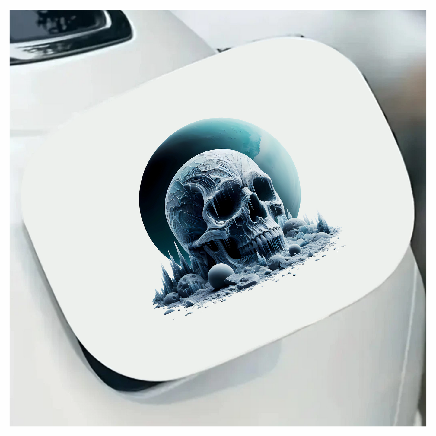 Skull Ice Planet Moon Blue Vinyl Sticker Decal