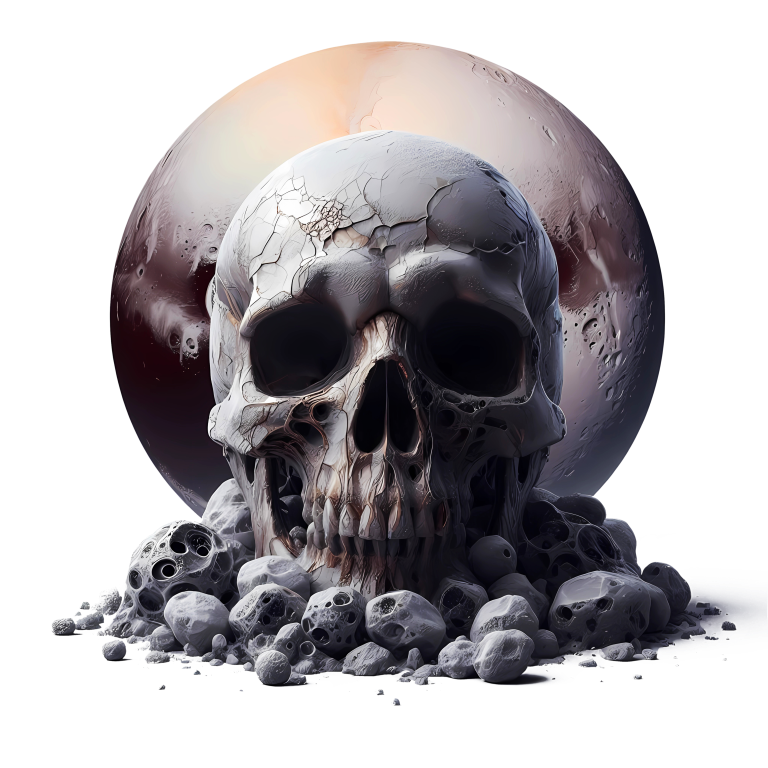 Skull Moon Rocks Cracked White Vinyl Sticker Decal
