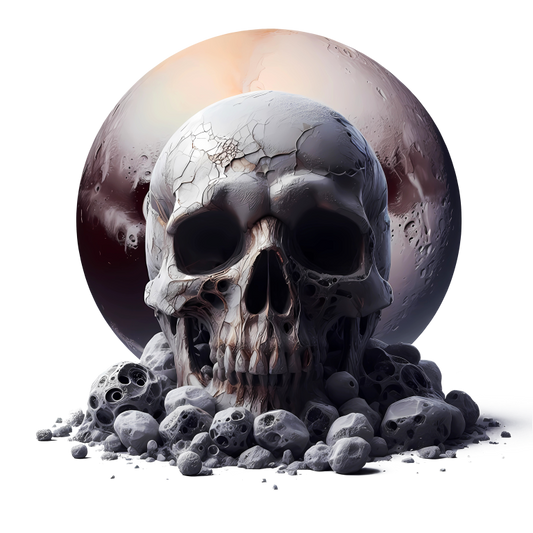 Skull Moon Rocks Cracked White Vinyl Sticker Decal