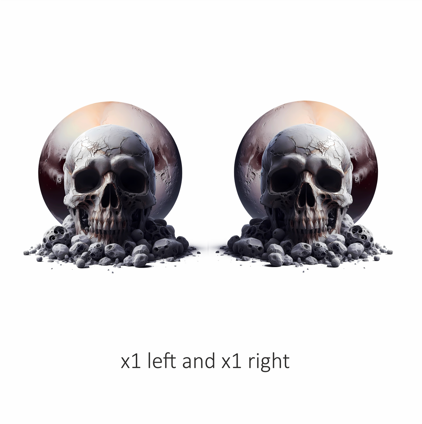 Skull Moon Rocks Cracked White Vinyl Sticker Decal