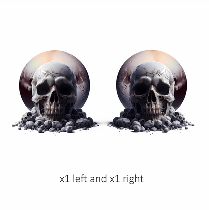 Skull Moon Rocks Cracked White Vinyl Sticker Decal