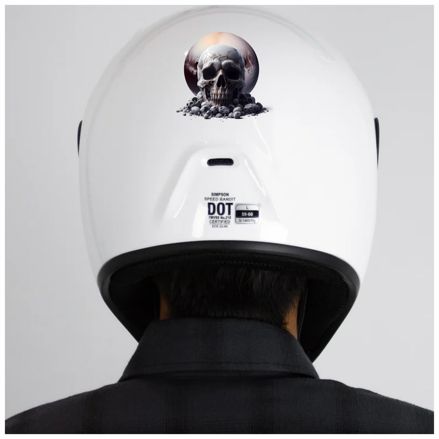 Skull Moon Rocks Cracked White Vinyl Sticker Decal