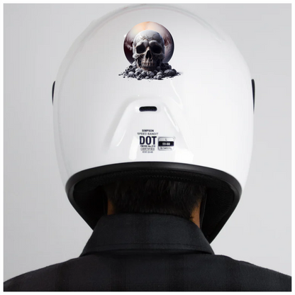 Skull Moon Rocks Cracked White Vinyl Sticker Decal