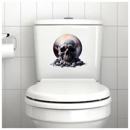 Skull Moon Rocks Cracked White Vinyl Sticker Decal