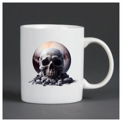 Skull Moon Rocks Cracked White Vinyl Sticker Decal