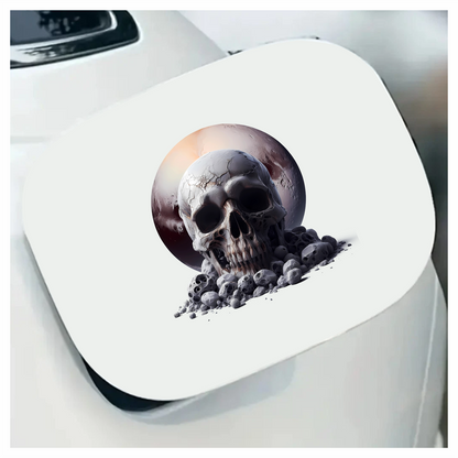 Skull Moon Rocks Cracked White Vinyl Sticker Decal