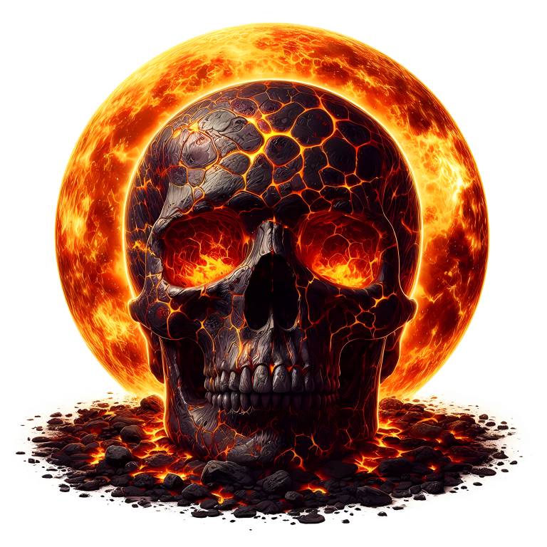 Skull Lava Fire Bright Orange Vinyl Sticker Decal