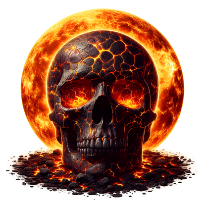 Skull Lava Fire Bright Orange Vinyl Sticker Decal