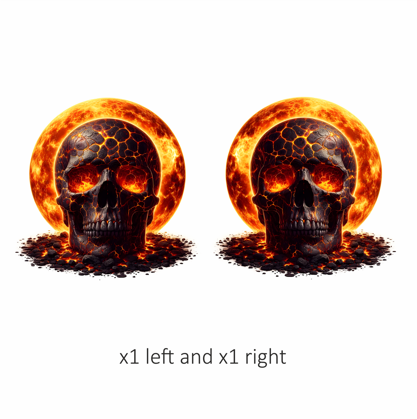 Skull Lava Fire Bright Orange Vinyl Sticker Decal