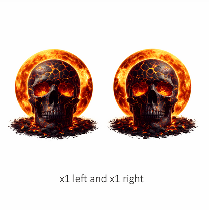 Skull Lava Fire Bright Orange Vinyl Sticker Decal