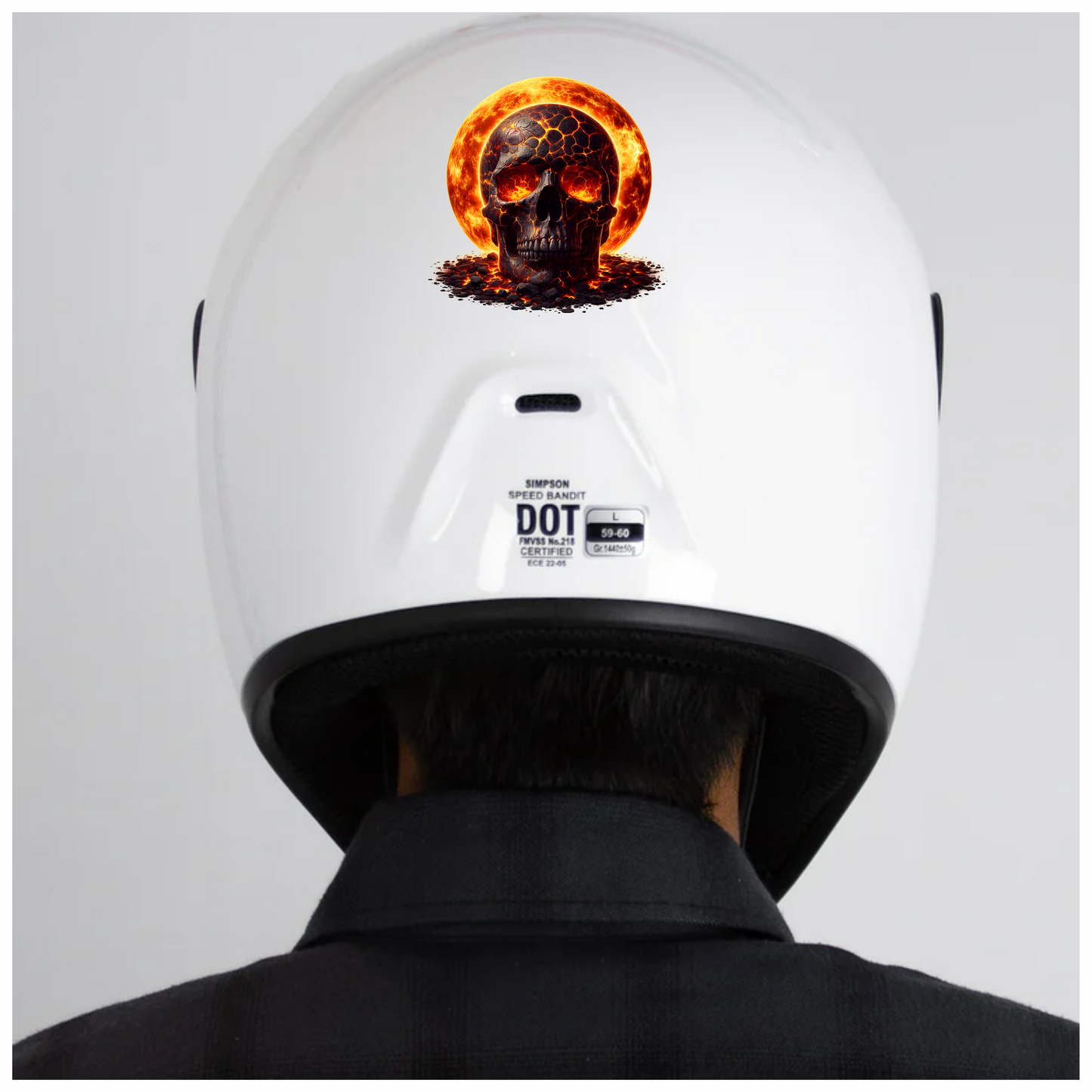 Skull Lava Fire Bright Orange Vinyl Sticker Decal