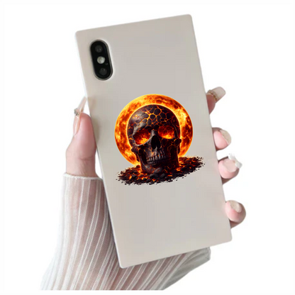 Skull Lava Fire Bright Orange Vinyl Sticker Decal