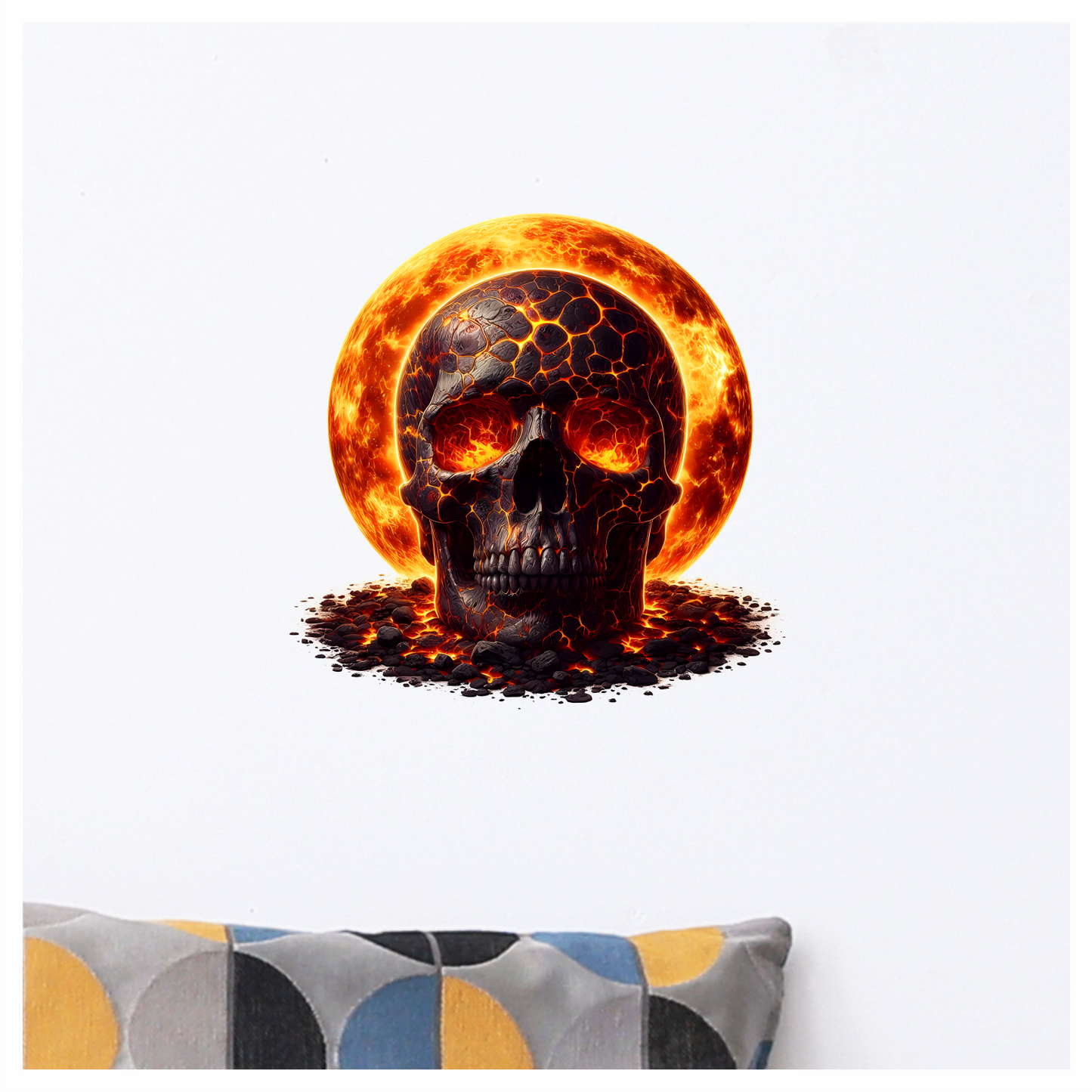 Skull Lava Fire Bright Orange Vinyl Sticker Decal