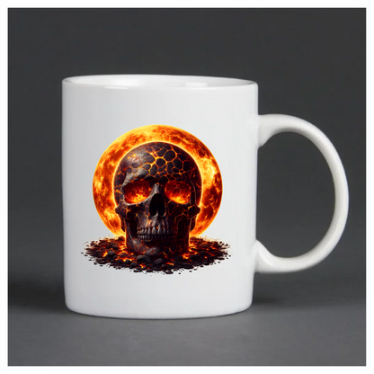 Skull Lava Fire Bright Orange Vinyl Sticker Decal