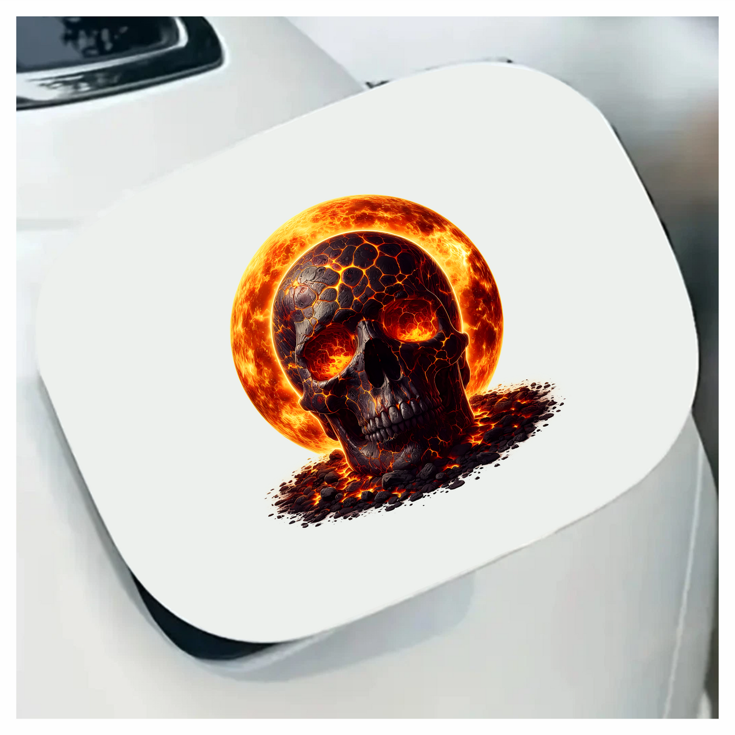 Skull Lava Fire Bright Orange Vinyl Sticker Decal