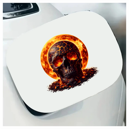 Skull Lava Fire Bright Orange Vinyl Sticker Decal