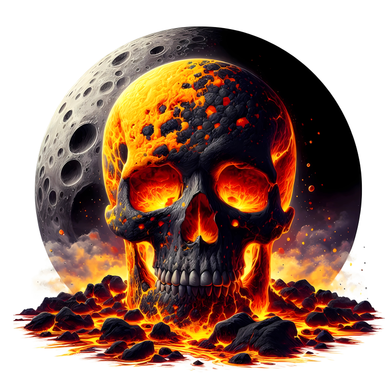 Skull Lava Moon Rock Red Vinyl Sticker Decal