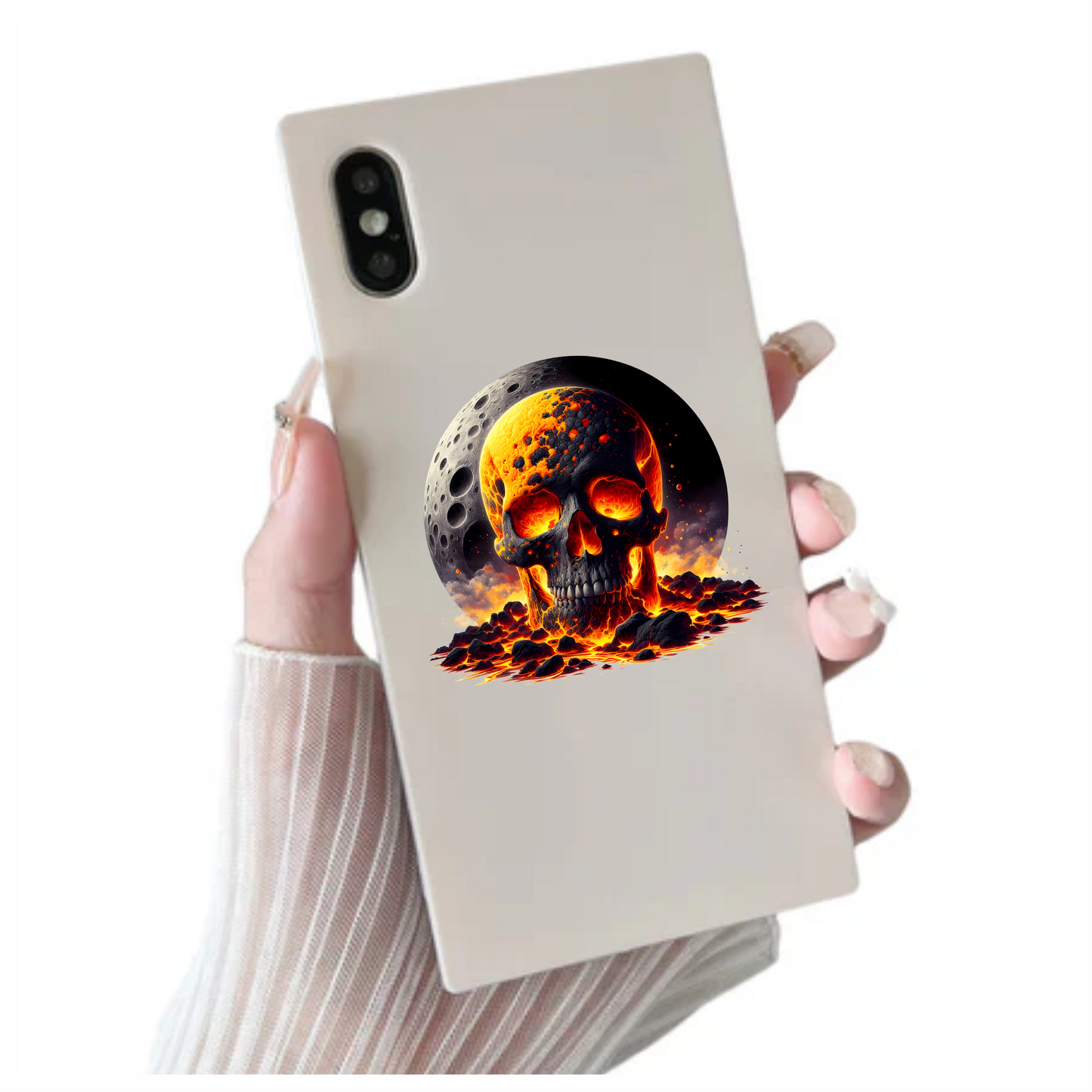Skull Lava Moon Rock Red Vinyl Sticker Decal