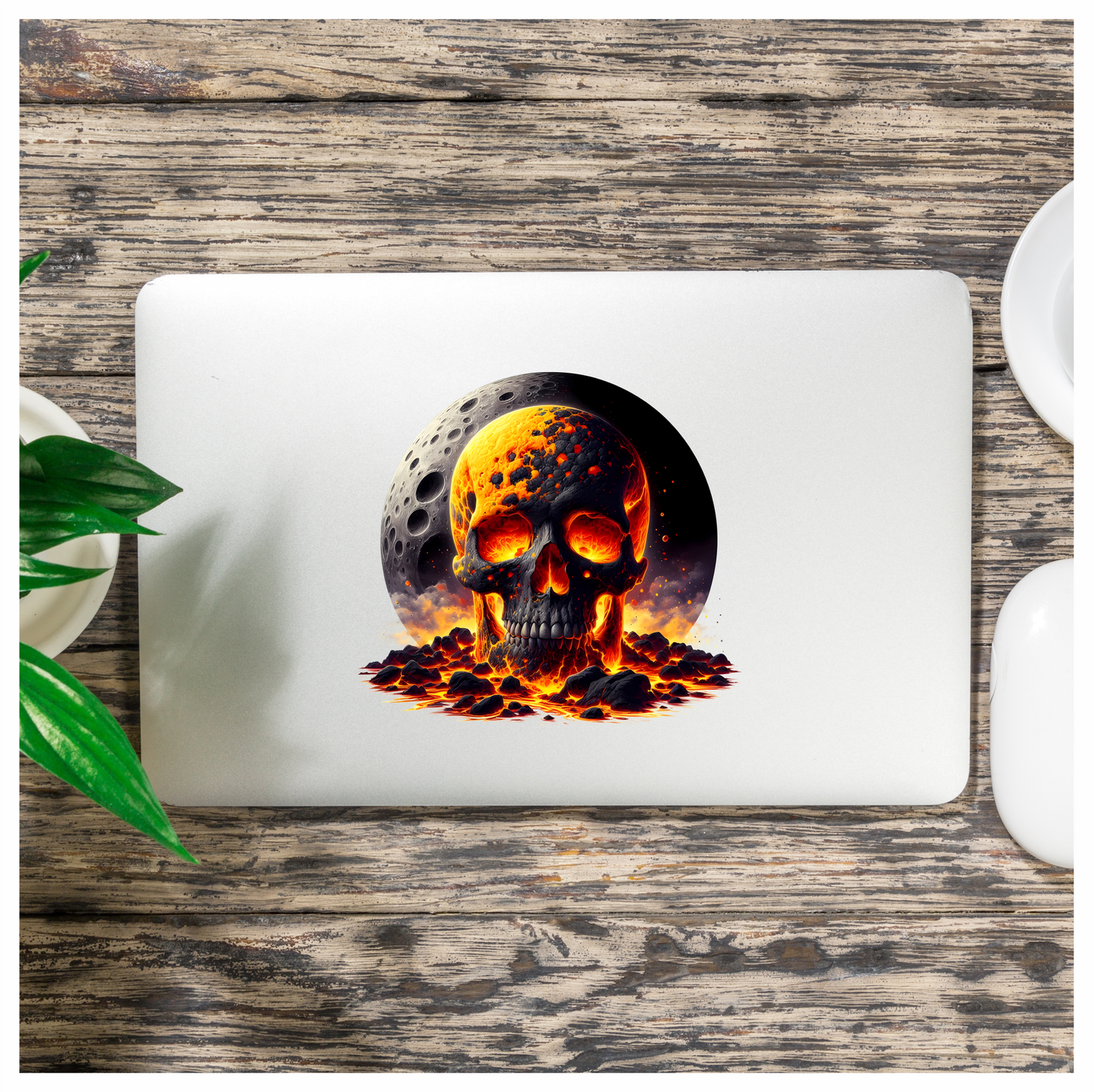 Skull Lava Moon Rock Red Vinyl Sticker Decal