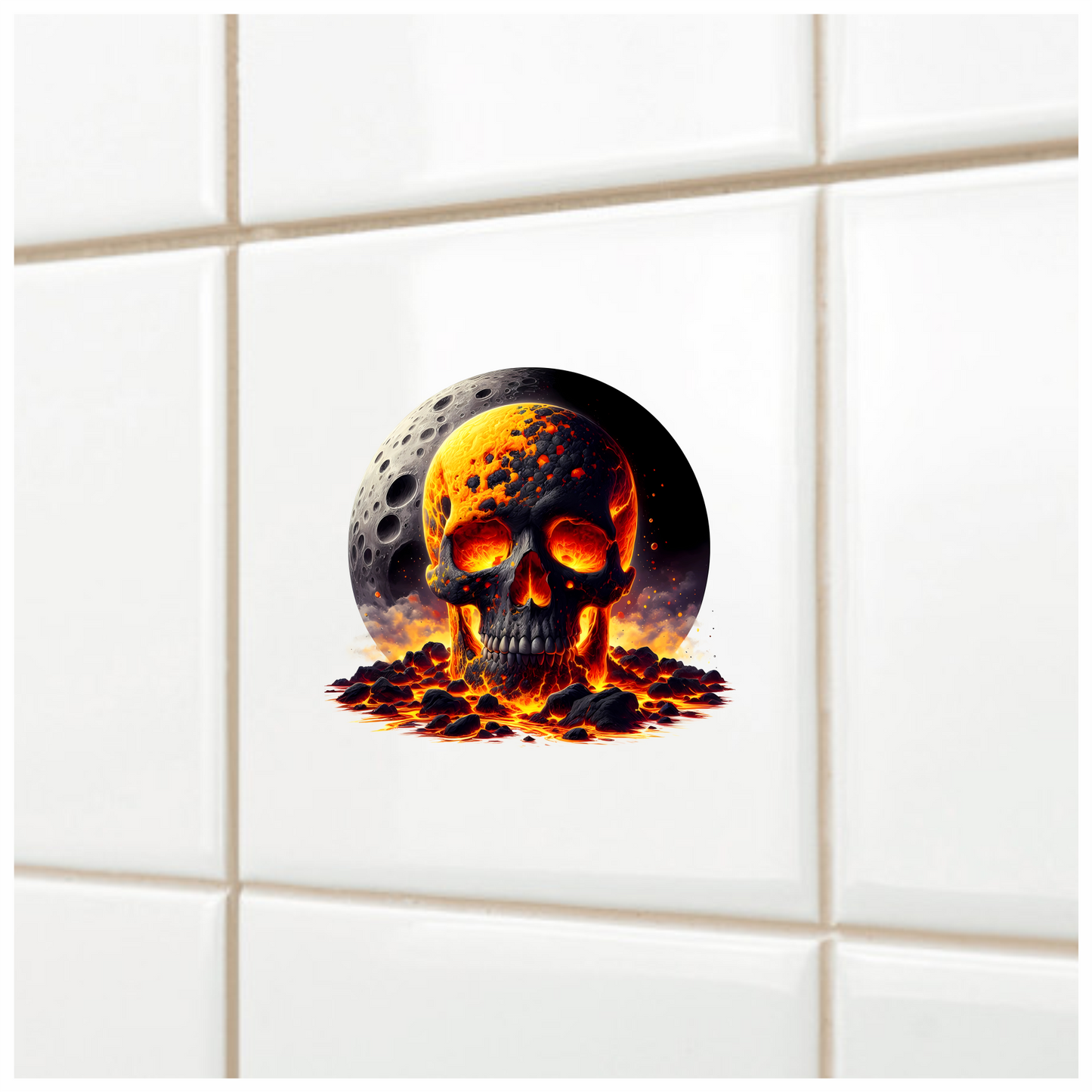 Skull Lava Moon Rock Red Vinyl Sticker Decal