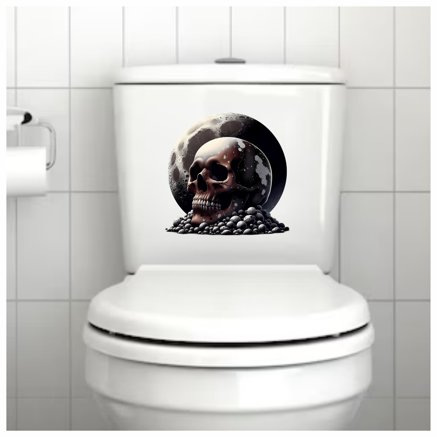 Skull Moon Rocks Dark Black Vinyl Sticker Decal