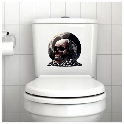 Skull Moon Rocks Dark Black Vinyl Sticker Decal