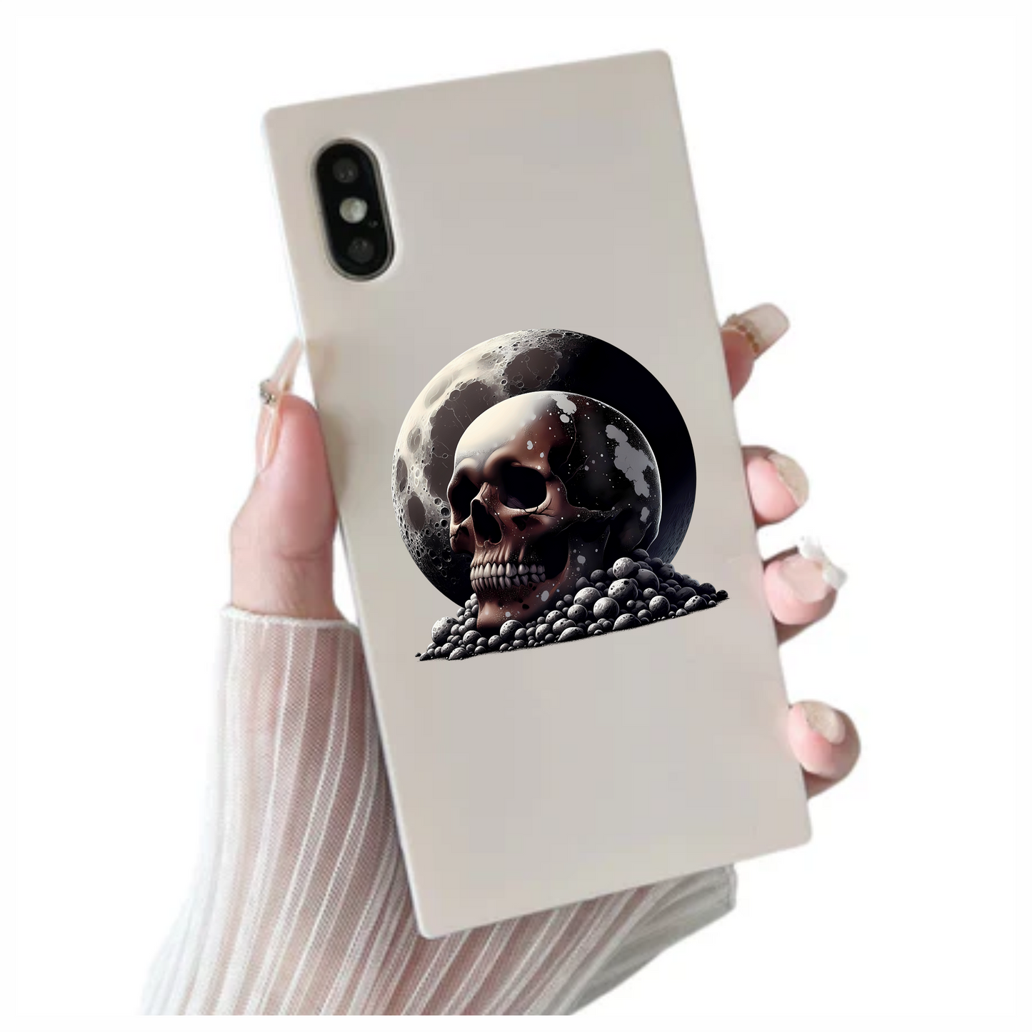 Skull Moon Rocks Dark Black Vinyl Sticker Decal