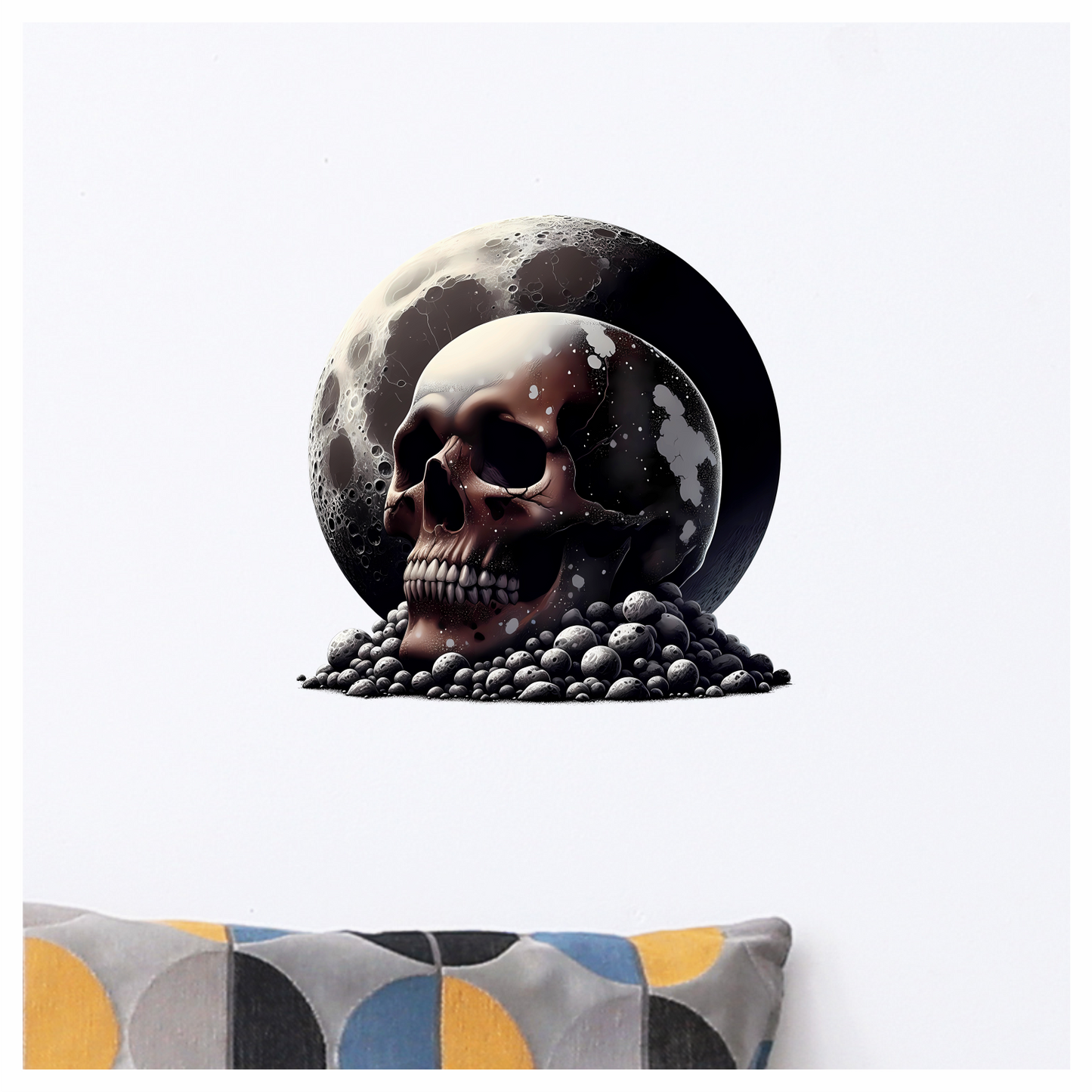 Skull Moon Rocks Dark Black Vinyl Sticker Decal