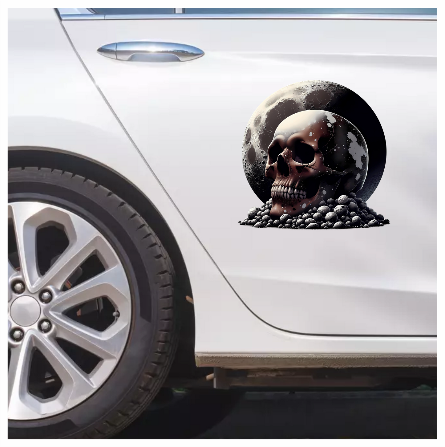 Skull Moon Rocks Dark Black Vinyl Sticker Decal