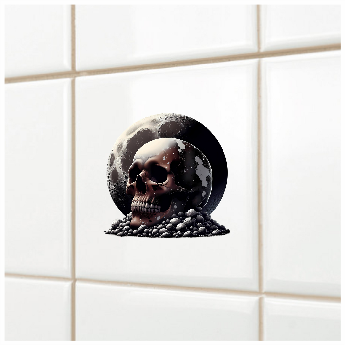Skull Moon Rocks Dark Black Vinyl Sticker Decal