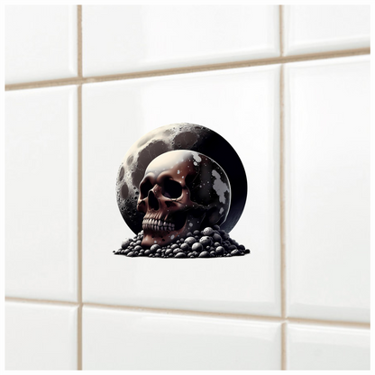 Skull Moon Rocks Dark Black Vinyl Sticker Decal
