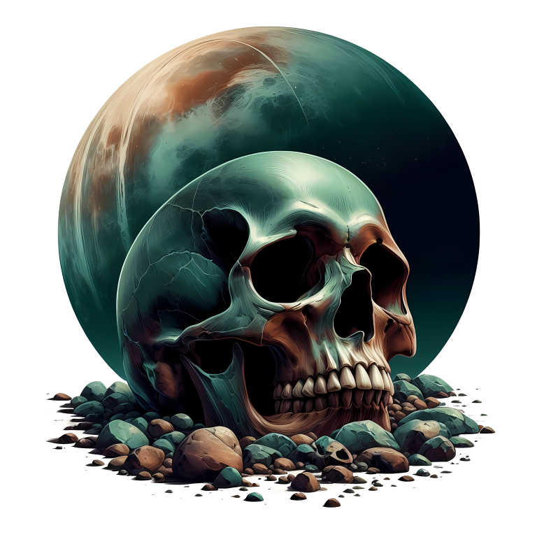 Skull Moon Rocks Green Vinyl Sticker Decal