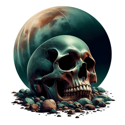 Skull Moon Rocks Green Vinyl Sticker Decal