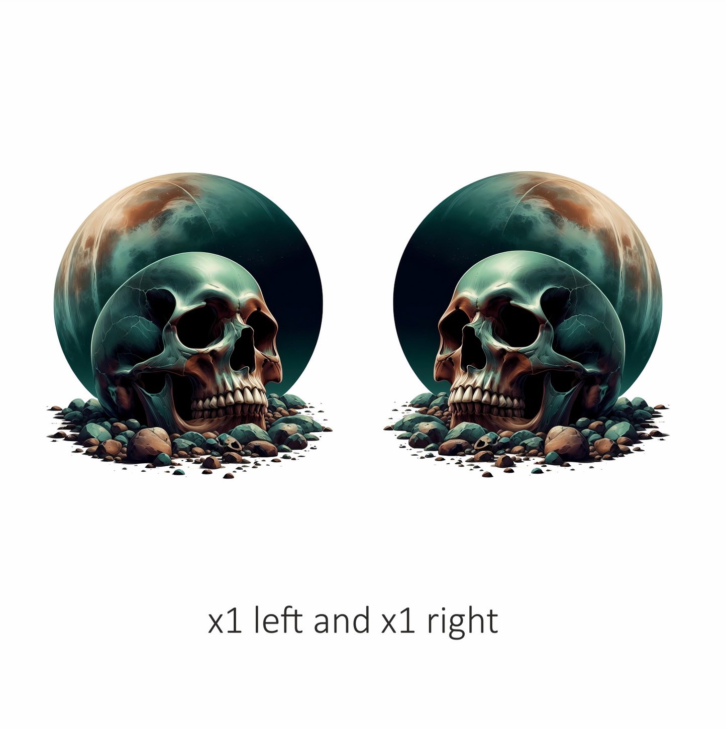 Skull Moon Rocks Green Vinyl Sticker Decal