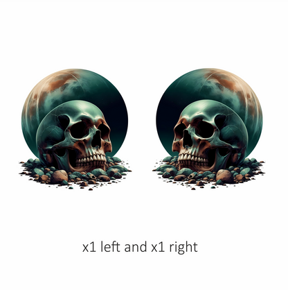 Skull Moon Rocks Green Vinyl Sticker Decal