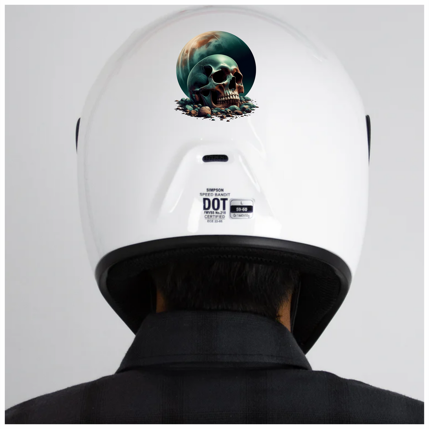 Skull Moon Rocks Green Vinyl Sticker Decal