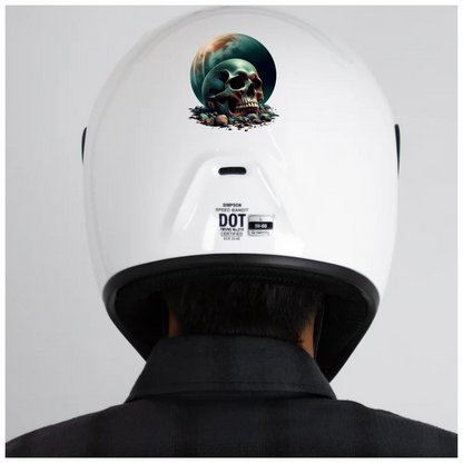 Skull Moon Rocks Green Vinyl Sticker Decal