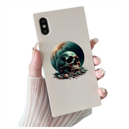 Skull Moon Rocks Green Vinyl Sticker Decal