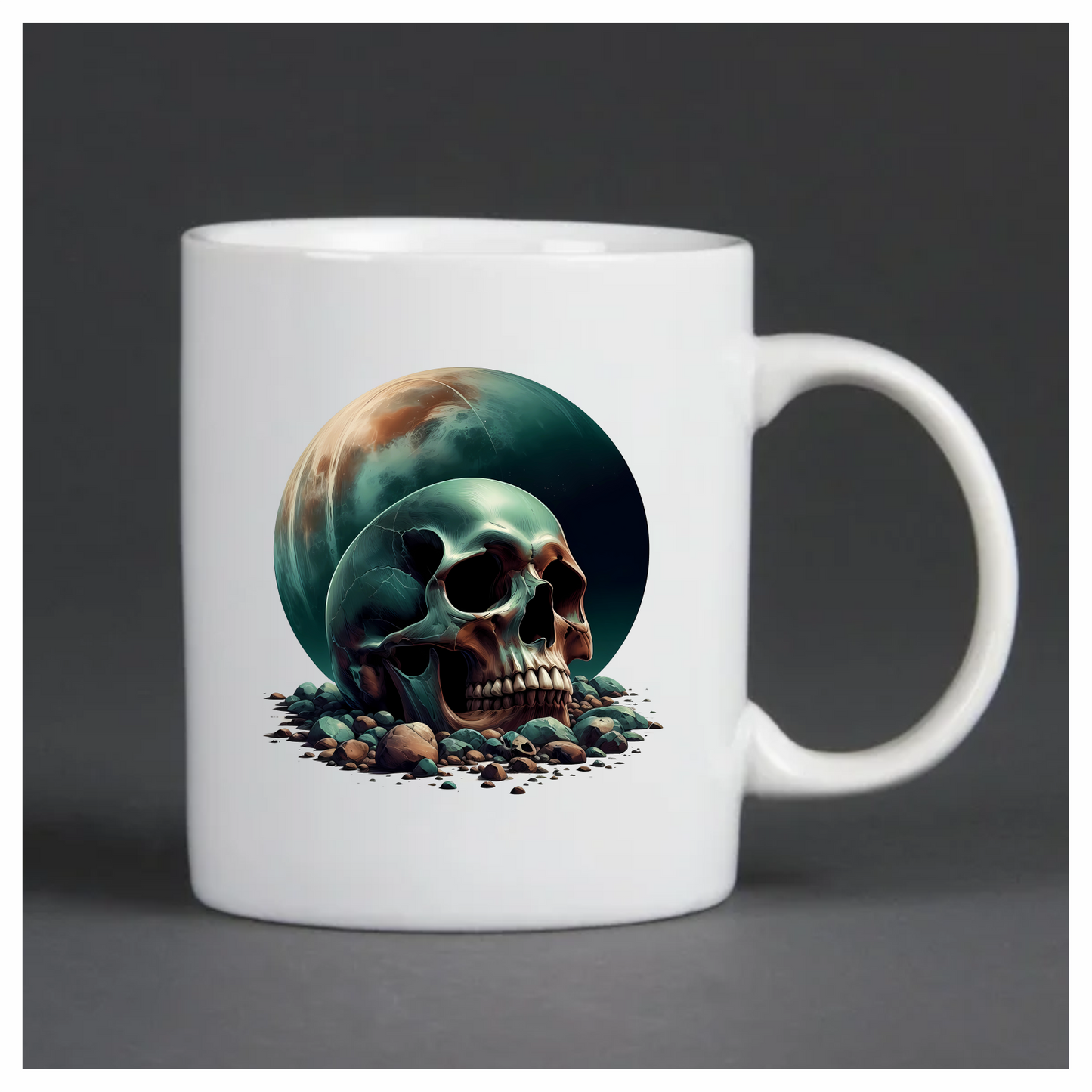 Skull Moon Rocks Green Vinyl Sticker Decal