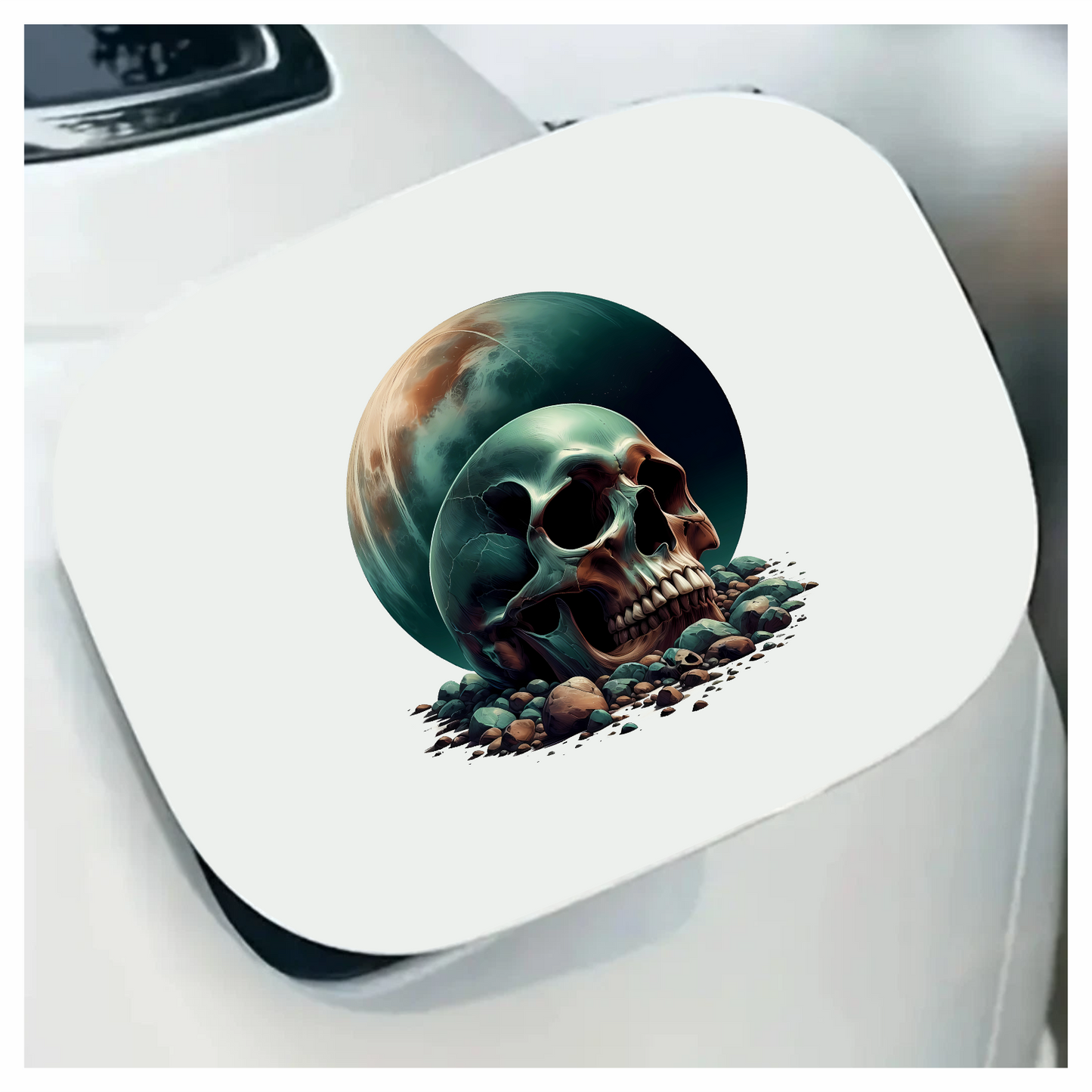 Skull Moon Rocks Green Vinyl Sticker Decal