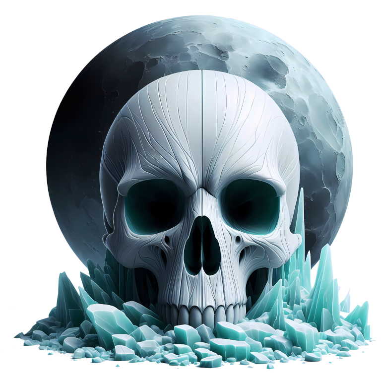 Skull Ice Moon Blue Vinyl Sticker Decal