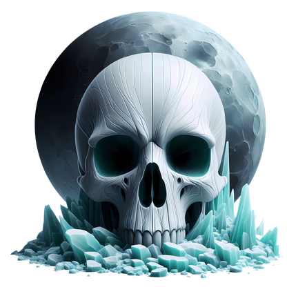 Skull Ice Moon Blue Vinyl Sticker Decal