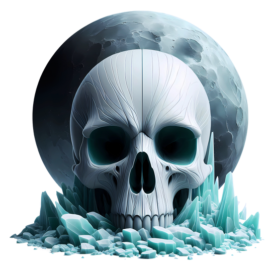 Skull Ice Moon Blue Vinyl Sticker Decal