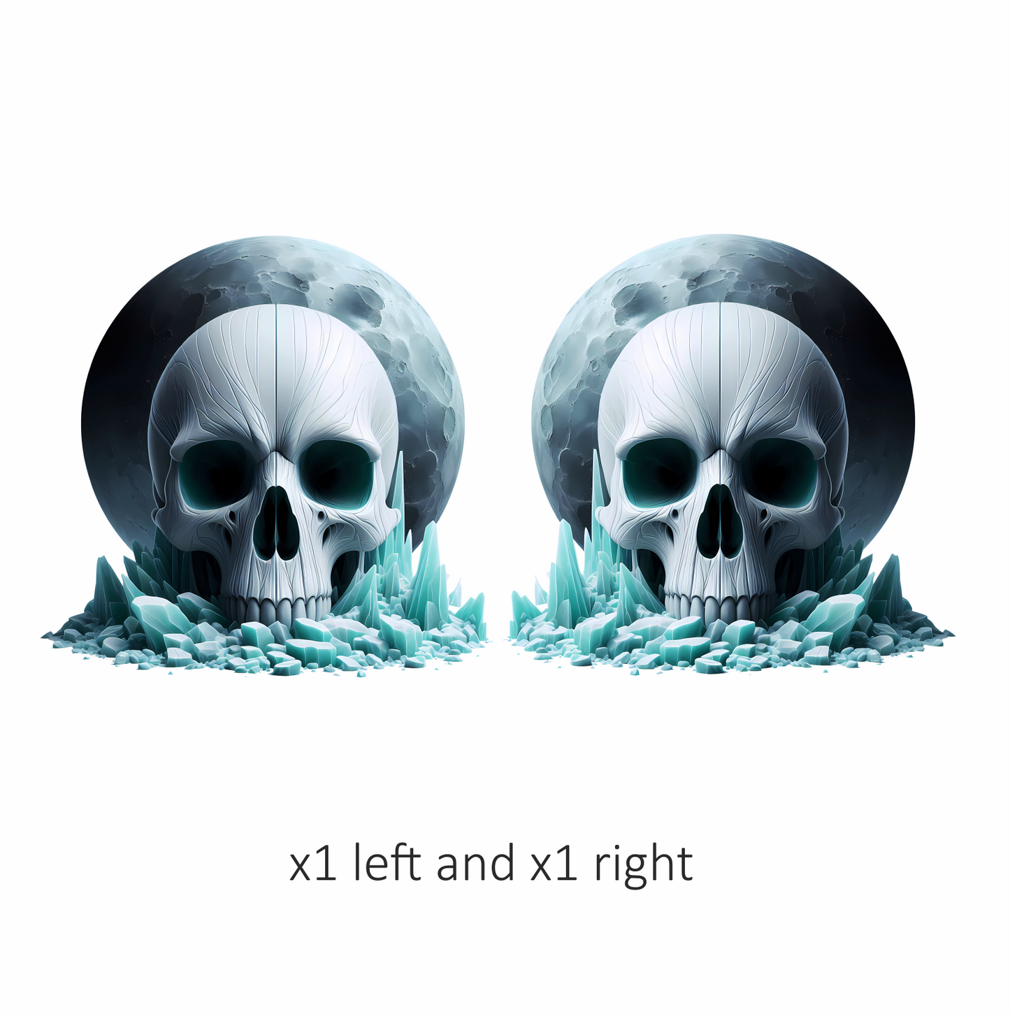 Skull Ice Moon Blue Vinyl Sticker Decal