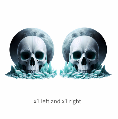 Skull Ice Moon Blue Vinyl Sticker Decal